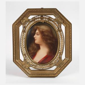 Kleine Bildplatte Mädchenportrait in Tischrahmen