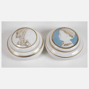 Hutschenreuther Paar Deckeldosen mit Kinderkopf