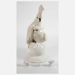 Hutschenreuther große Papageiengruppe und Miniatur-Raben