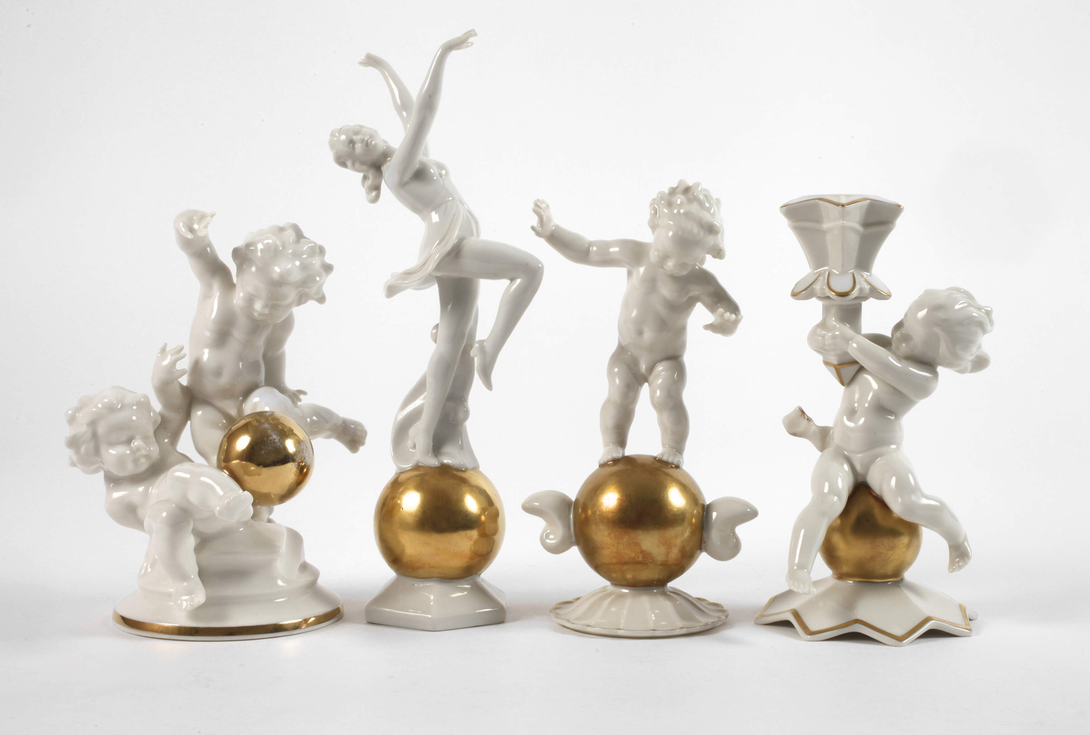 Hutschenreuther Konvolut Goldkugel-Figuren