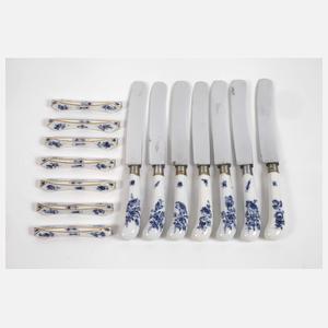 Meissen sieben Messerbänkchen "Blaue Blume"