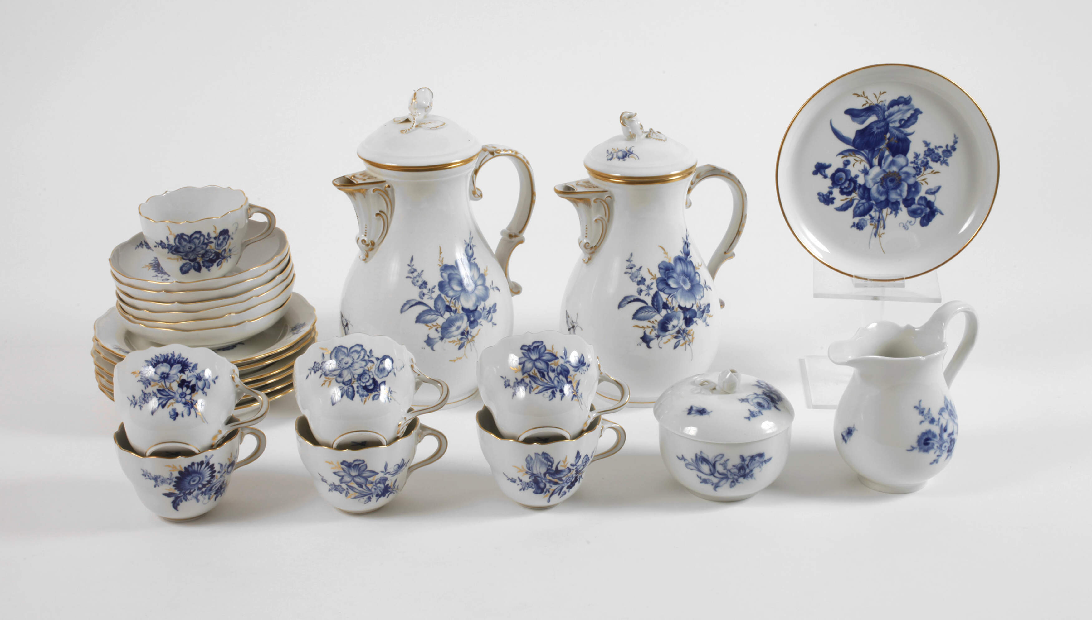Meissen Kaffeeservice "Blaue Blume/Goldgräser"