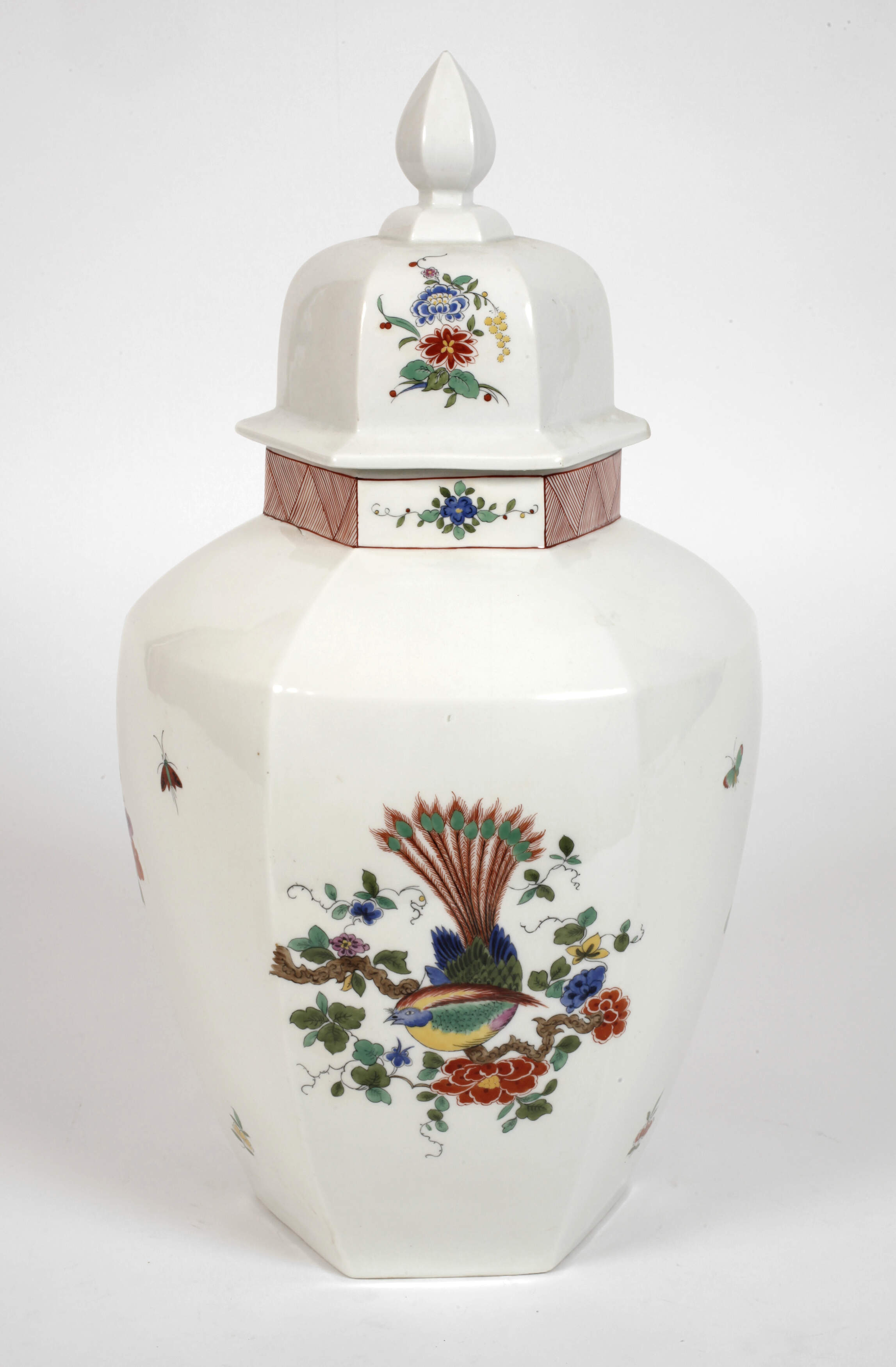 Meissen große Deckelvase Indischmalerei