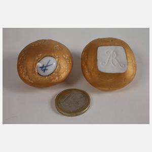 Meissen drei Jubiläumsobjekte als Goldnuggets