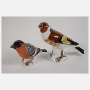 Meissen Konvolut Singvögel mit Vogelkäfig