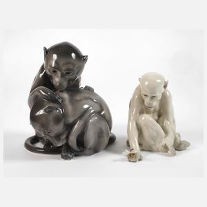 Pfeffer Gotha Affengruppe und Heubach Schimpanse