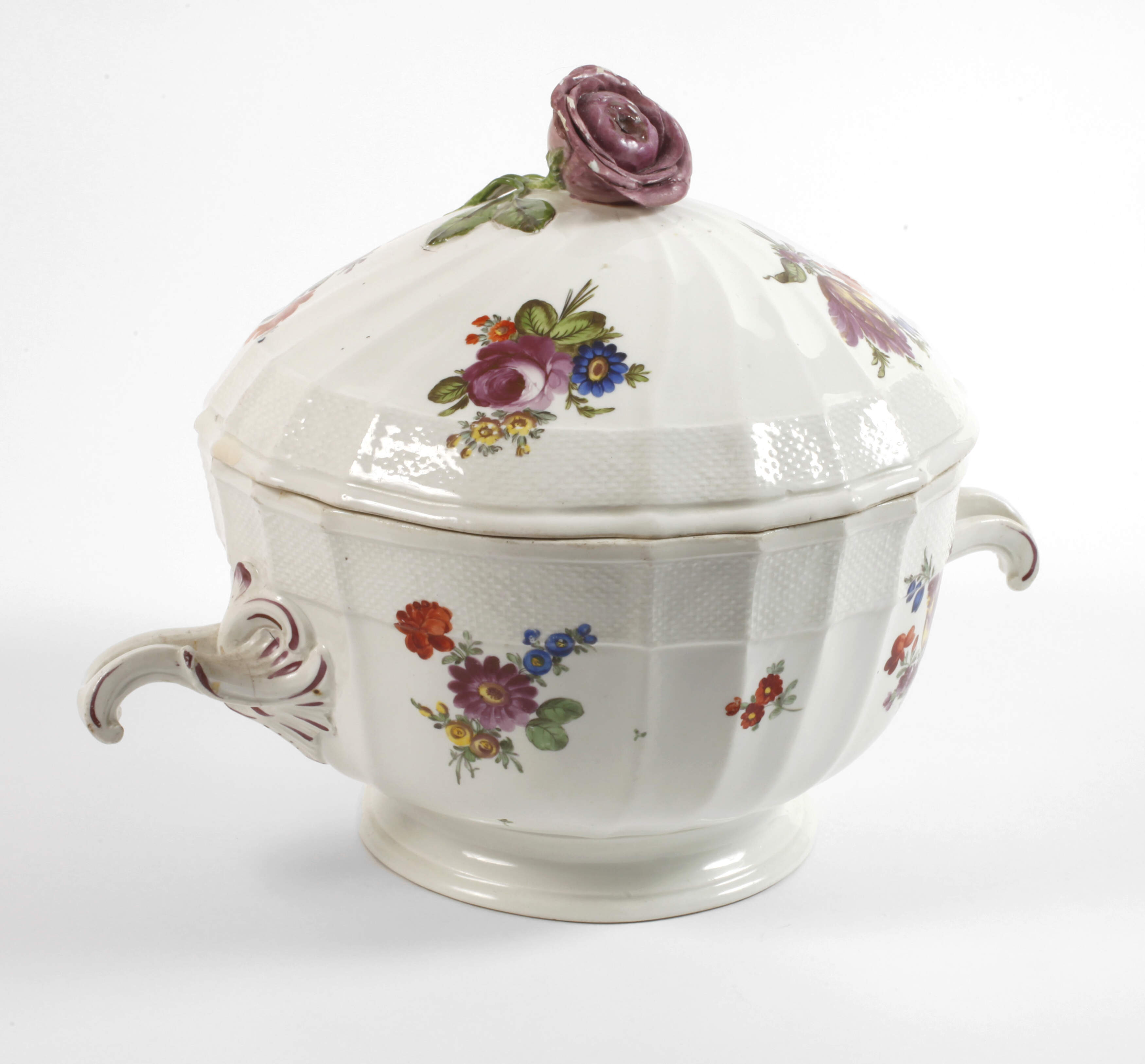 Alt-Wien runde Deckelterrine Blumenmalerei