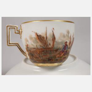 Prunkvolle Mokkatasse Fischerszene