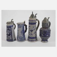 Vier Steinzeugkrüge Historismus111