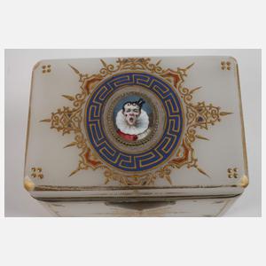 Biedermeier Zuckerdose Alabasterglas