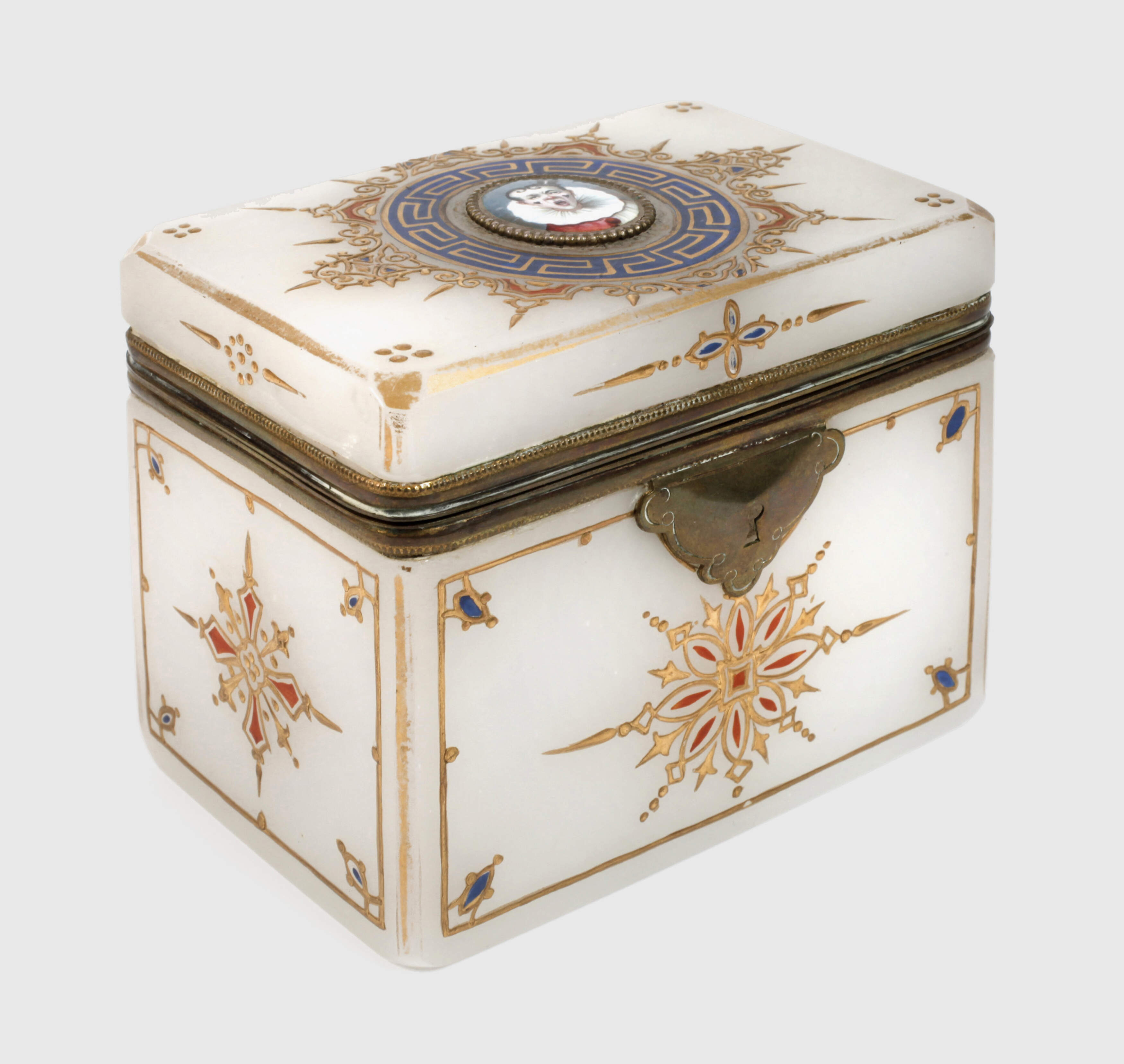 Biedermeier Zuckerdose Alabasterglas