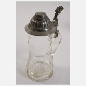 Fünf Bierkrüge mit Zinndeckeln Historismus