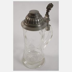 Fünf Bierkrüge mit Zinndeckeln Historismus