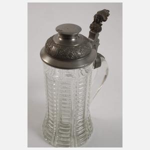 Fünf Bierkrüge mit Zinndeckeln Historismus