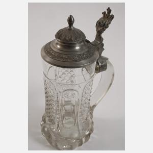 Fünf Bierkrüge mit Zinndeckeln Historismus