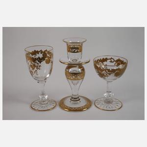 Saint Louis acht Gläser und ein Kerzenleuchter