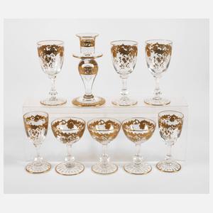 Saint Louis acht Gläser und ein Kerzenleuchter