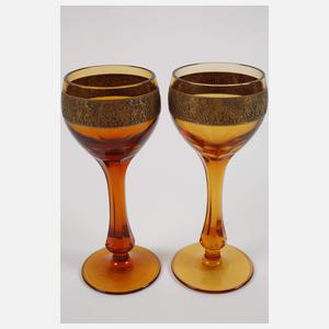 Moser Karlsbad zwei Gläser und eine Vase