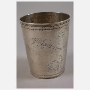 Augsburger Silberbecher mit Freimaurermotiv