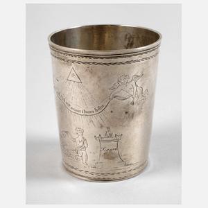 Augsburger Silberbecher mit Freimaurermotiv