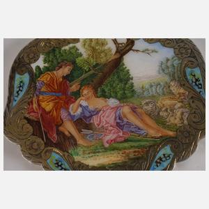 Silberdose mit Emaillemalerei