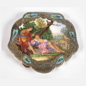 Silberdose mit Emaillemalerei