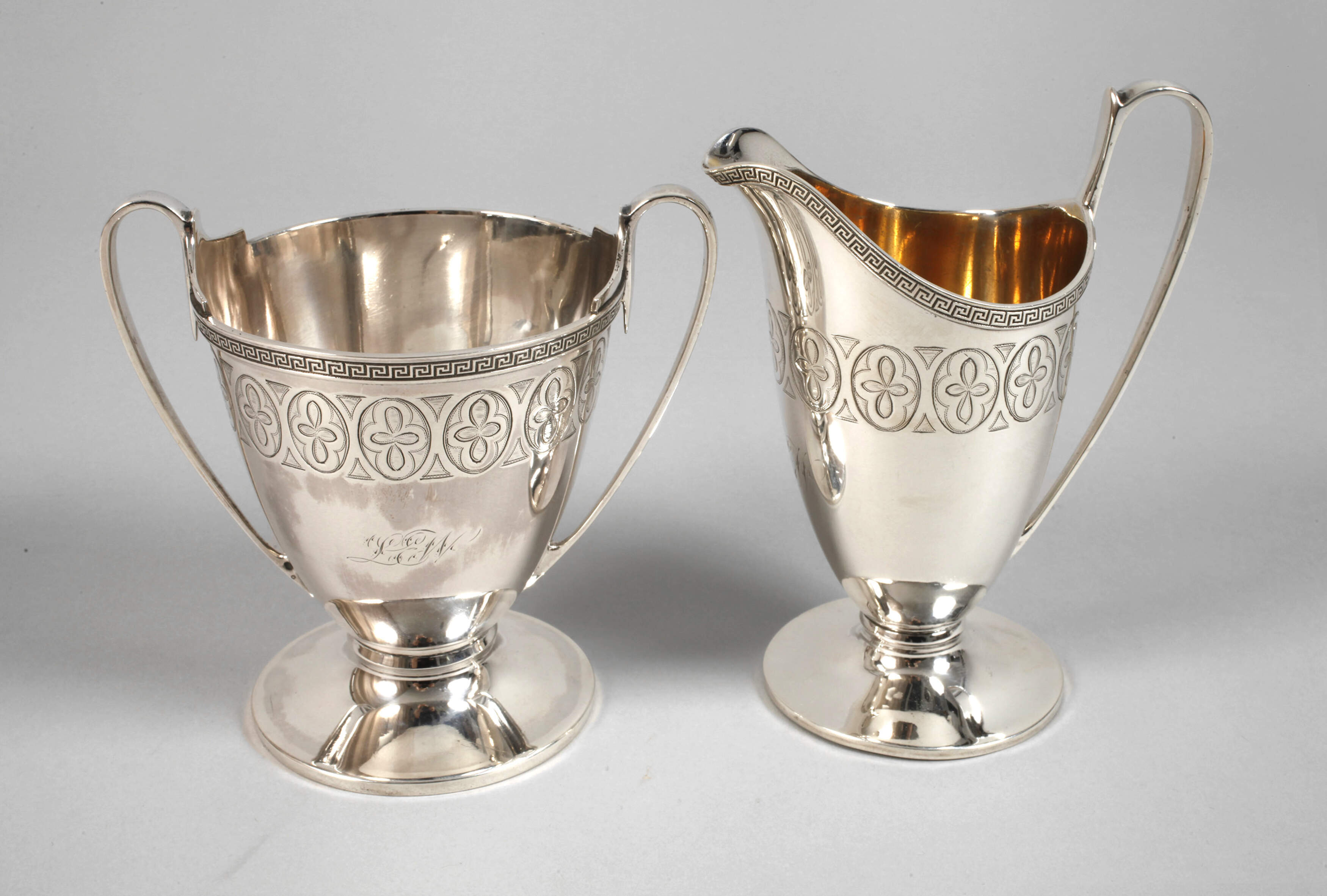 Silber Zucker-/Sahneset