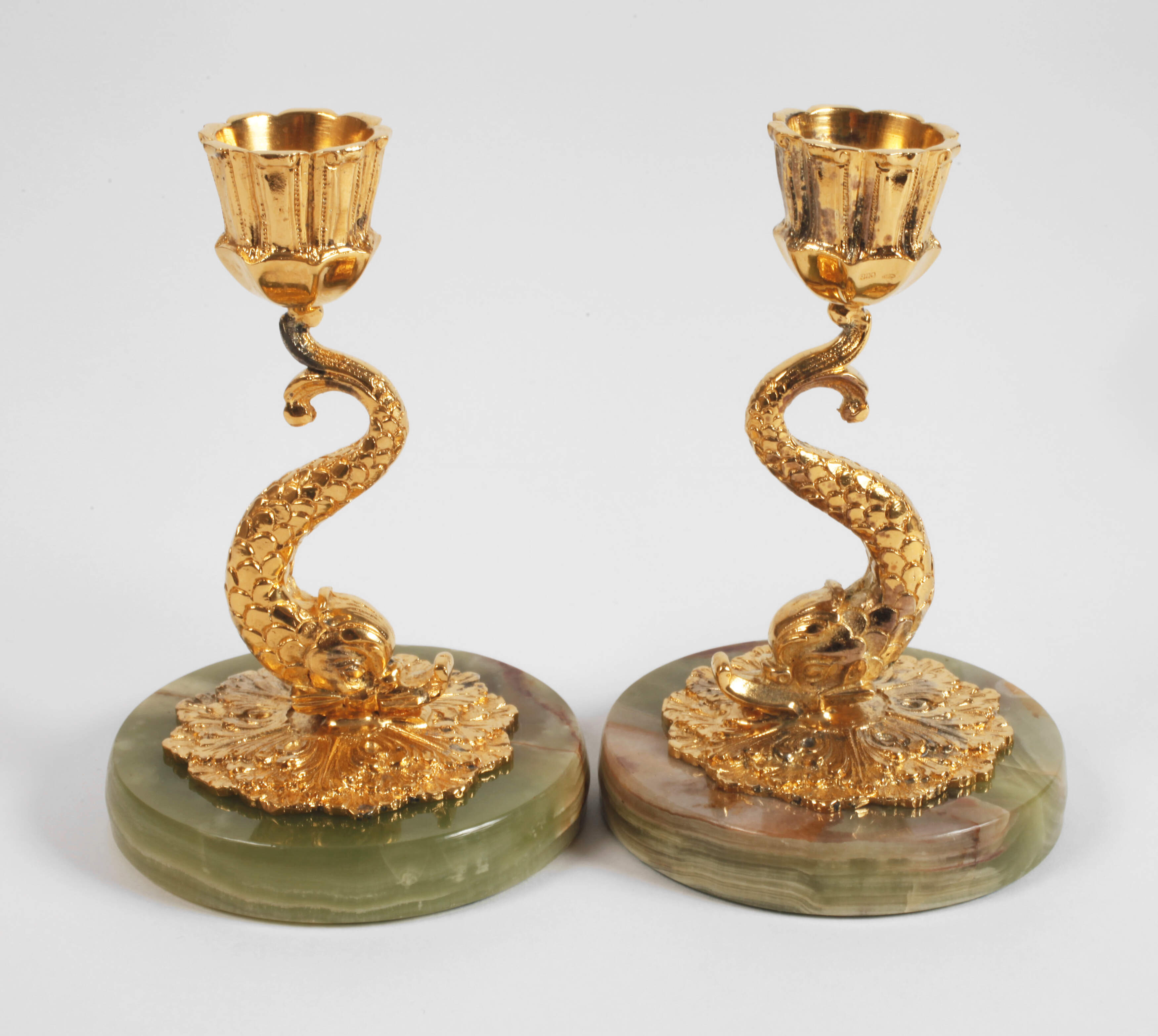 Paar Silberleuchter Delfin im Barockstil