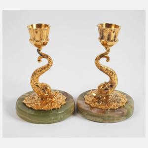 Paar Silberleuchter Delfin im Barockstil