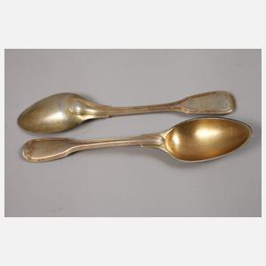 Sechs Vermeil Kaffeelöffel