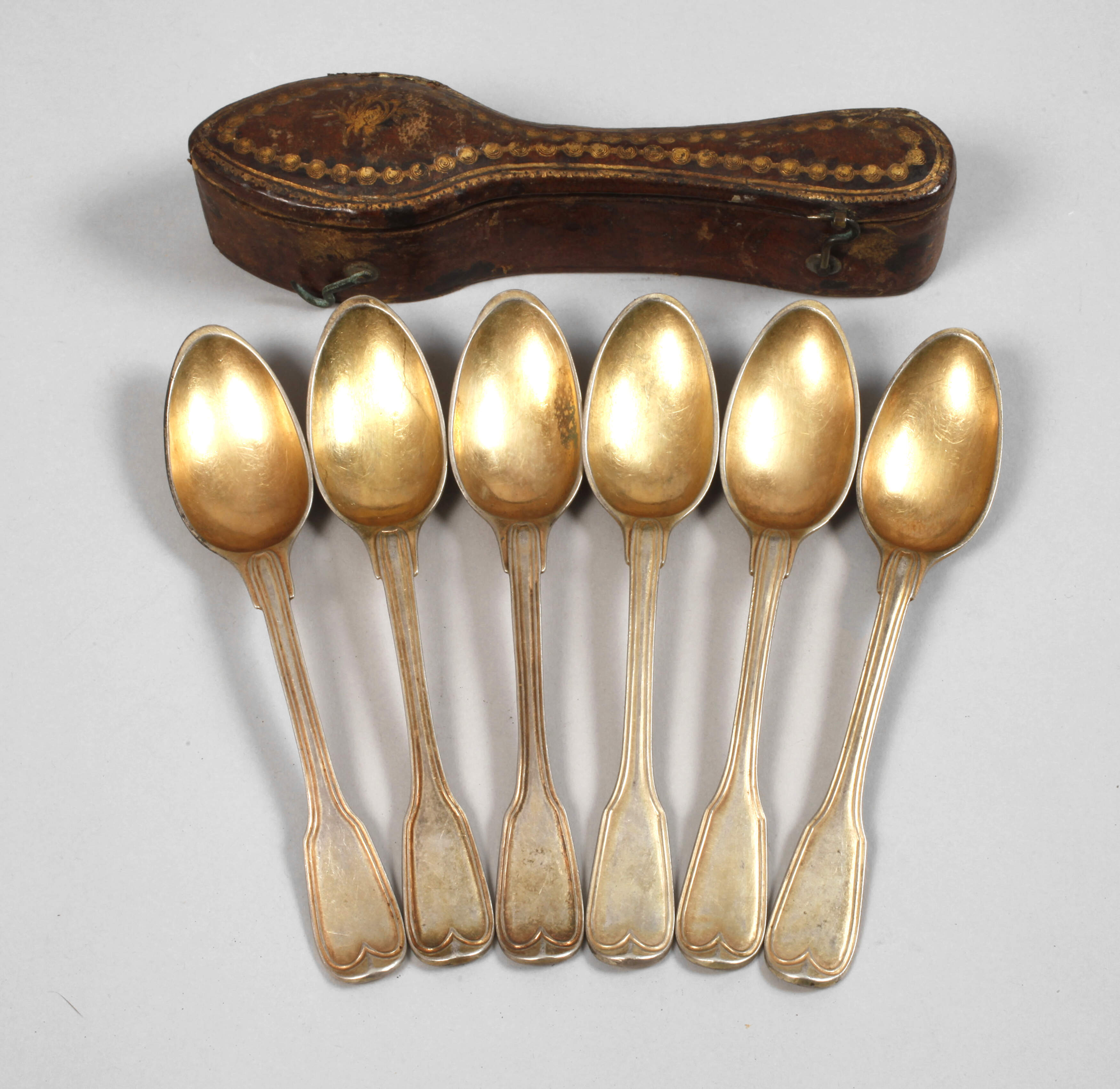 Sechs Vermeil Kaffeelöffel