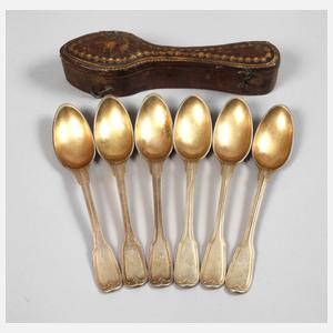 Sechs Vermeil Kaffeelöffel