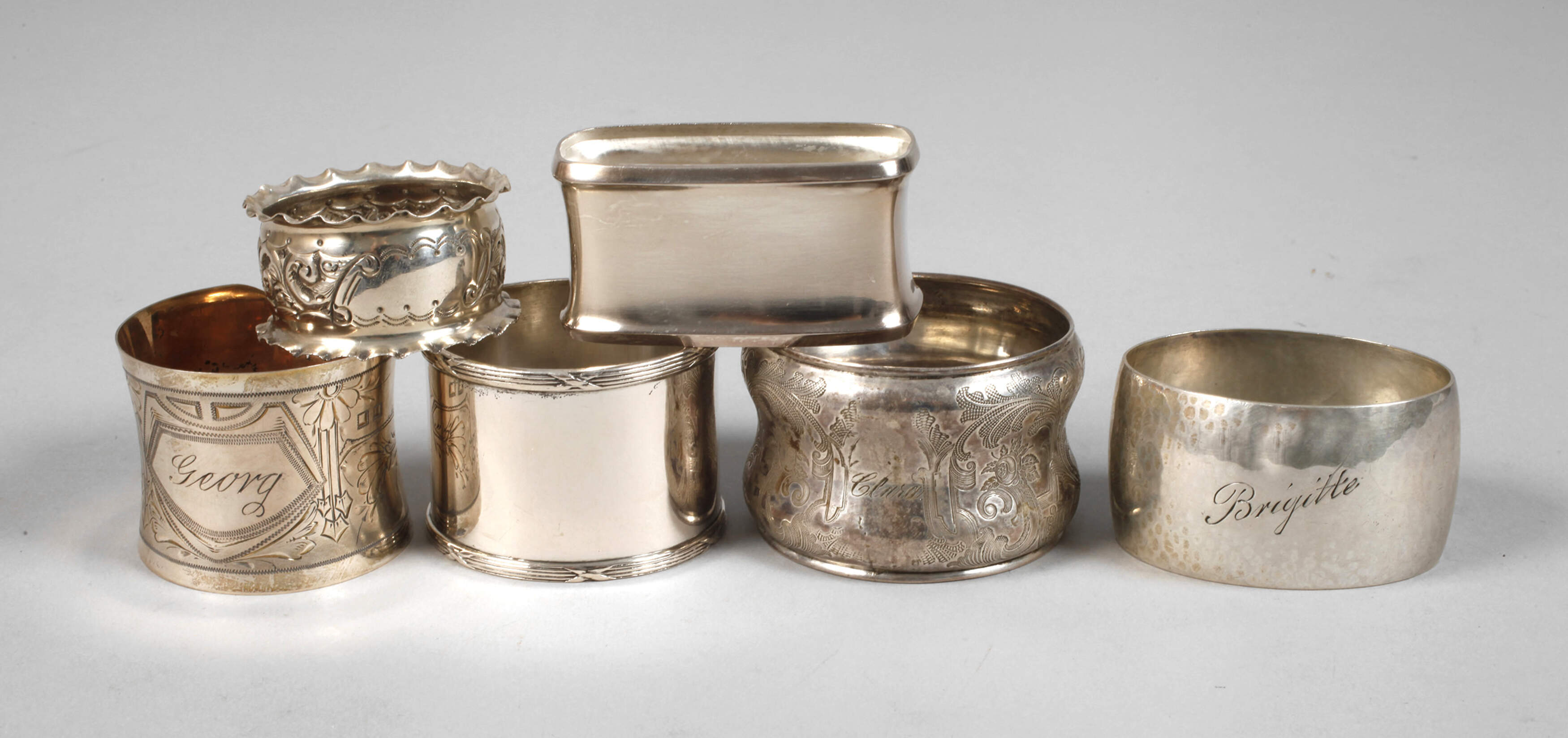 Silber sechs Serviettenringe