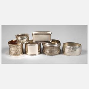 Silber sechs Serviettenringe