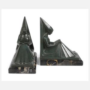 Max le Verrier, Paar Buchstützen Art déco