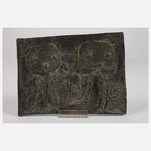 Monogrammist V.G., zwei moderne Bronzereliefs