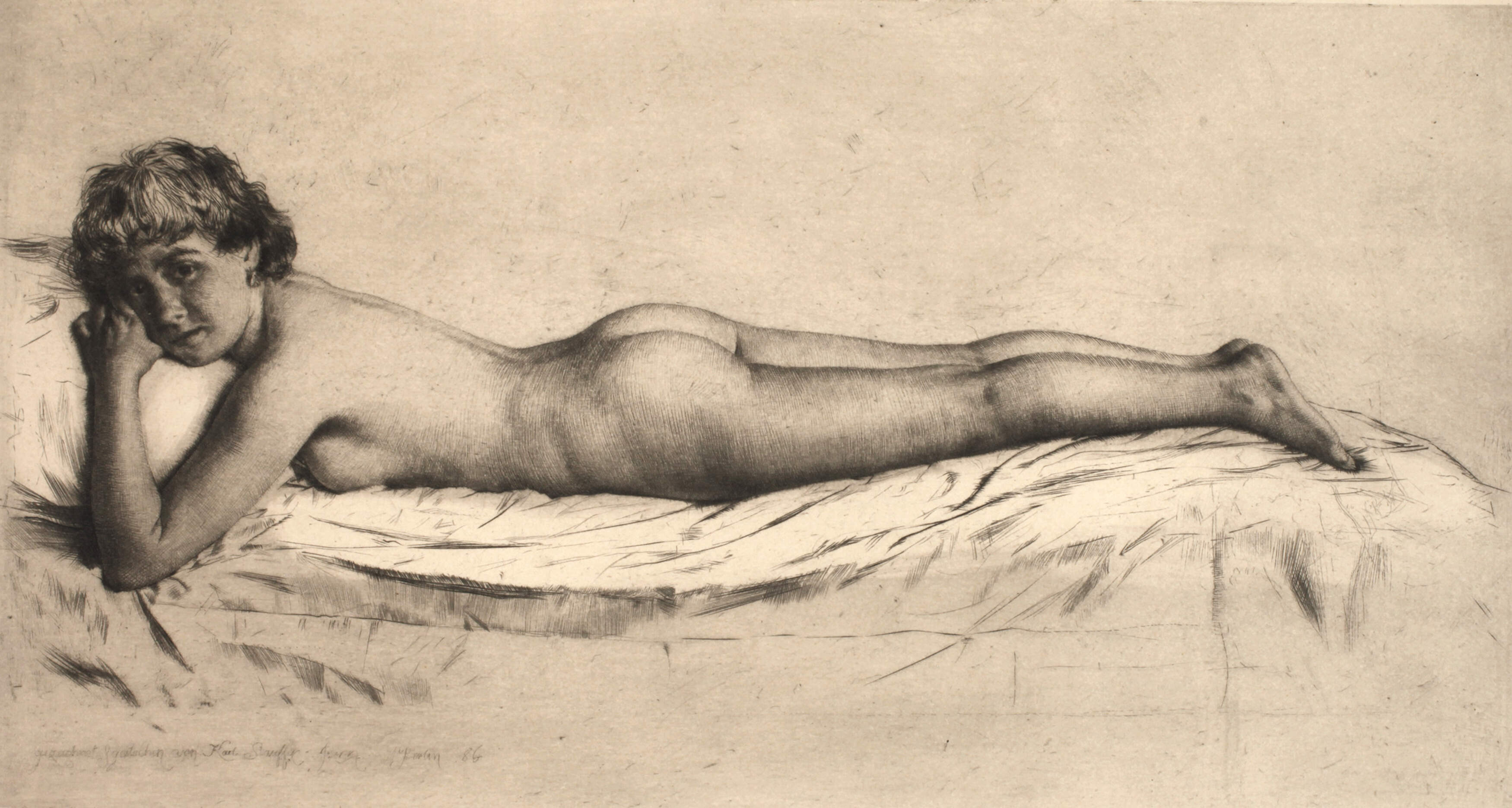 Karl Stauffer-Bern, Liegender weiblicher Akt