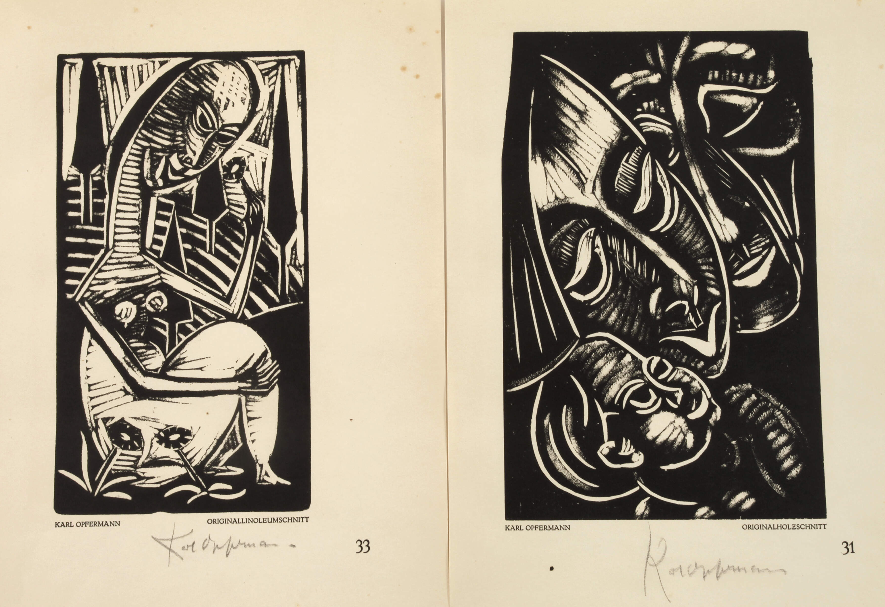 Karl Opfermann, Paar Holzschnitte