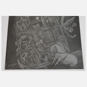 Thea Kowař , Auf zu neuen Welten, Radierplatte