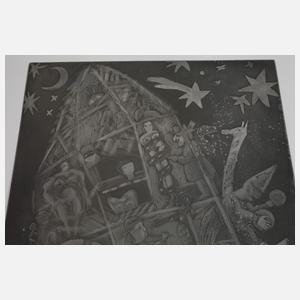 Thea Kowař , Auf zu neuen Welten, Radierplatte