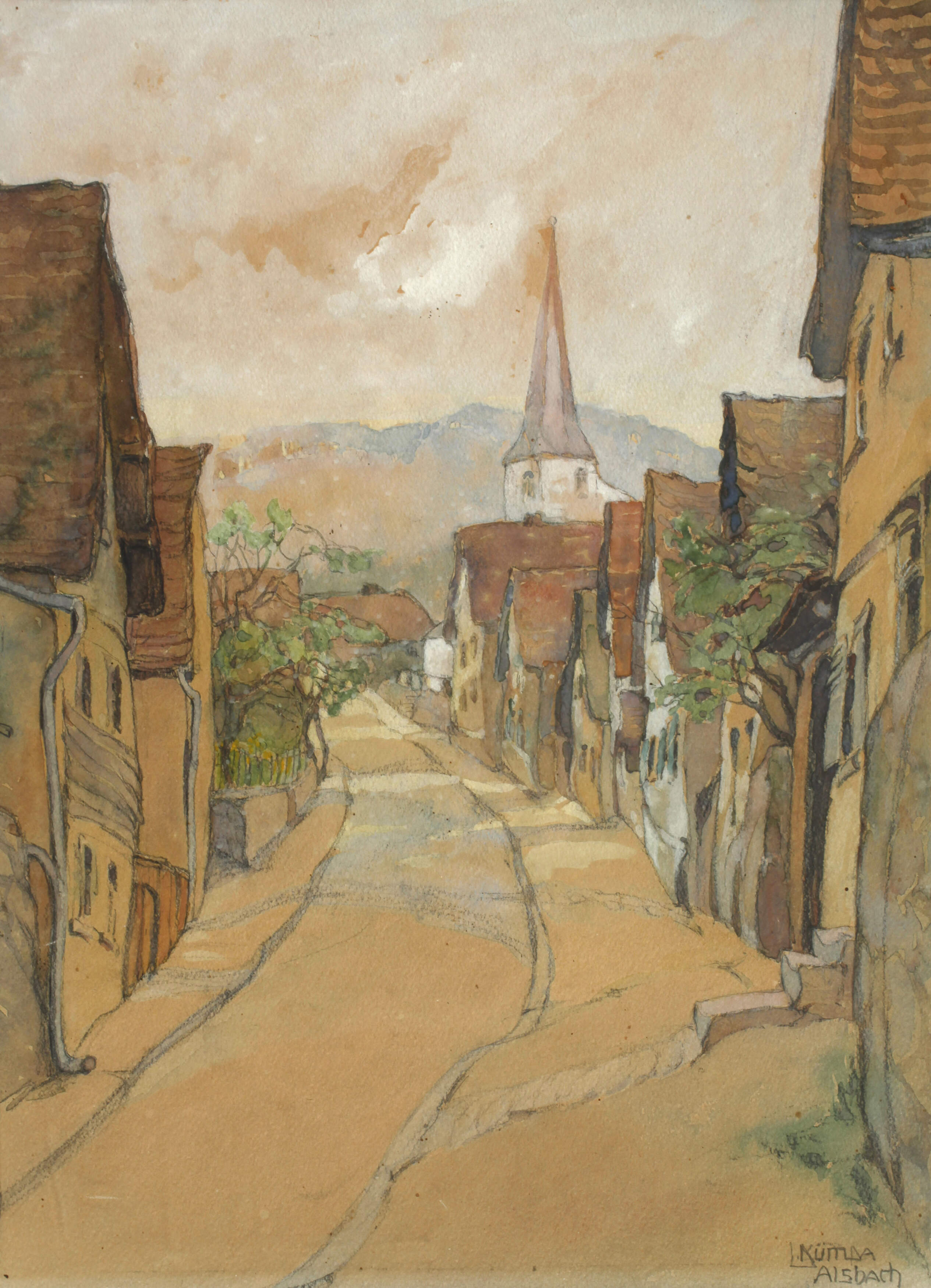 L. Kumda, Dorfstraße in Alsbach an der Bergstraße