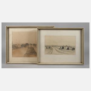 P. Siegel, Zwei Zeichnungen Bau der Reichsautobahn