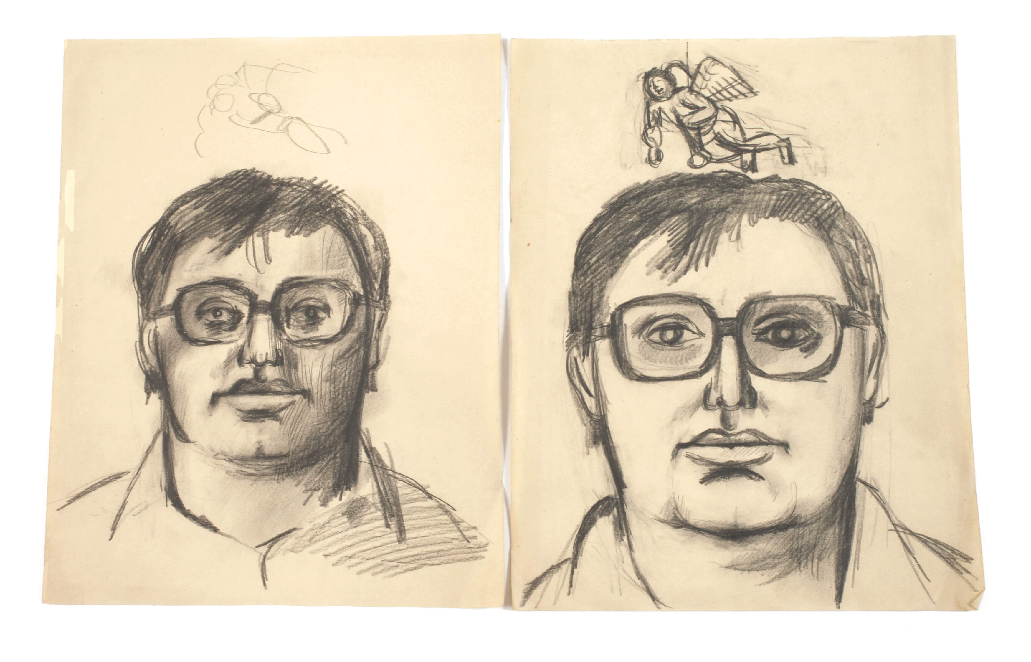 Hans Ticha, attr., Zwei Portraits Eckhard Krumbholz