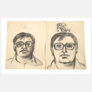 Hans Ticha, attr., Zwei Portraits Eckhard Krumbholz