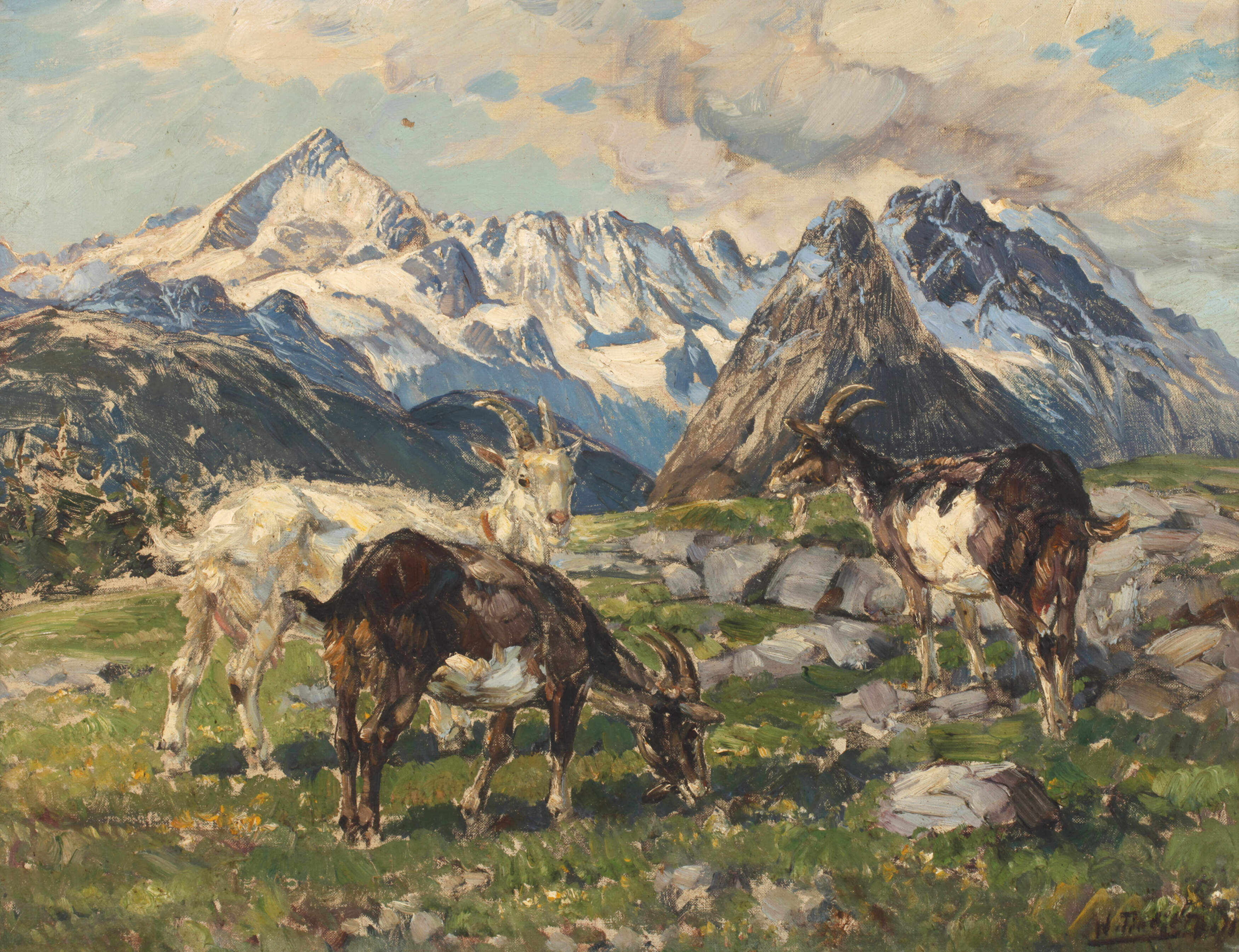 Willy Tiedjen, »Ziegen auf Hochalm«