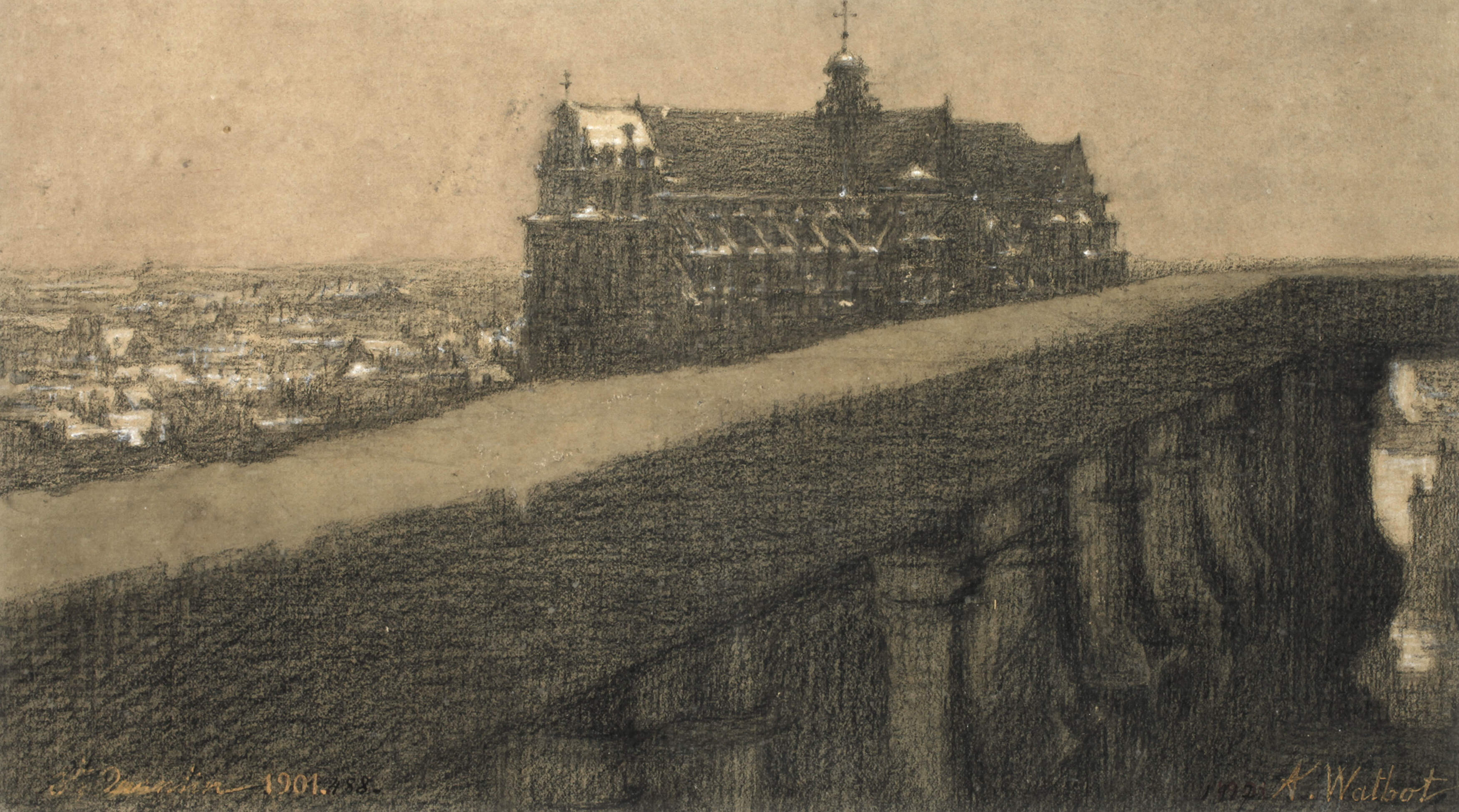 Adolphe Watbot, attr., Ansicht der Basilika Saint-Quentin