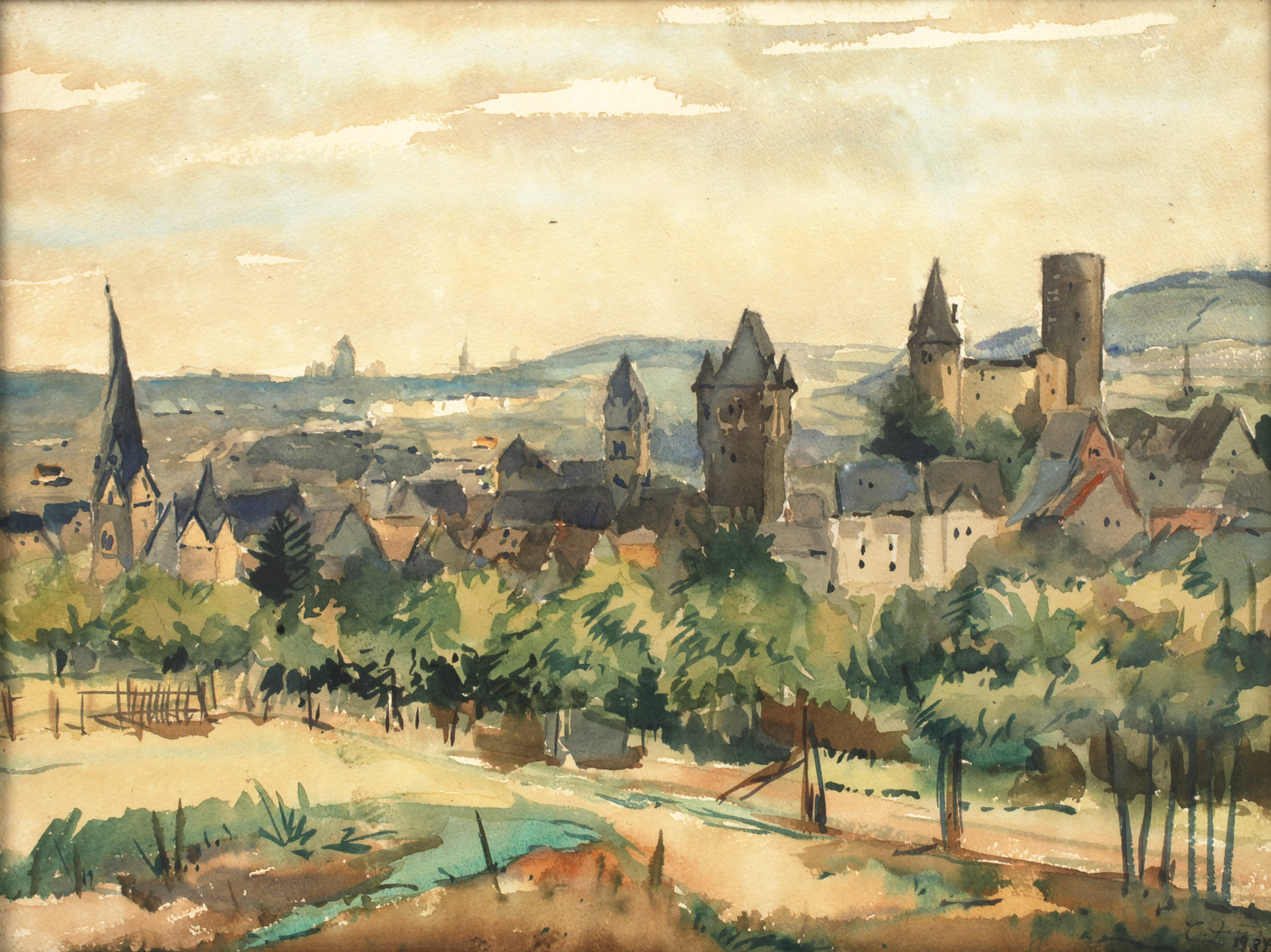 Toni Zeus, attr., Blick auf Mayen