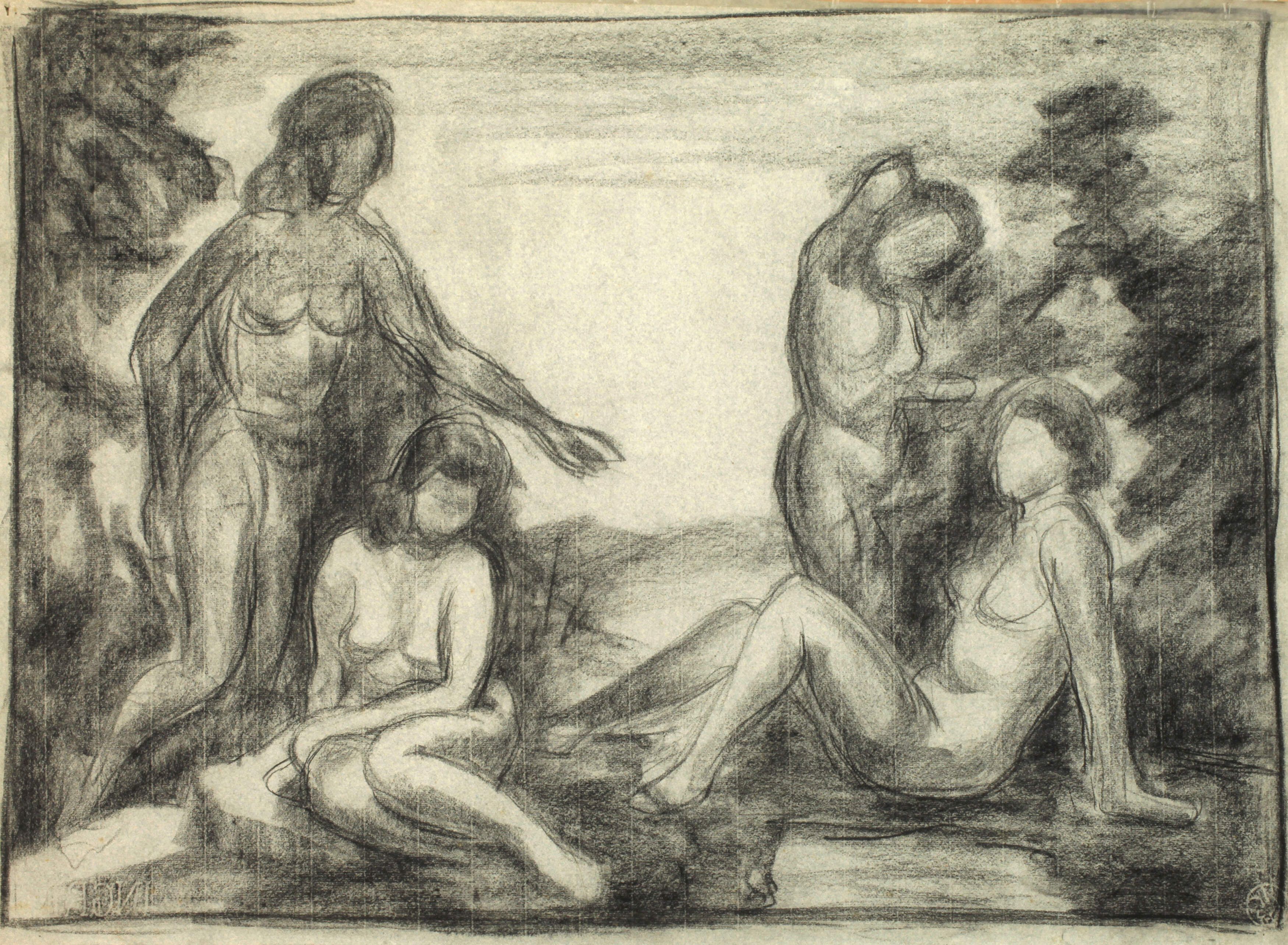 Weibliche Akte am Wasser