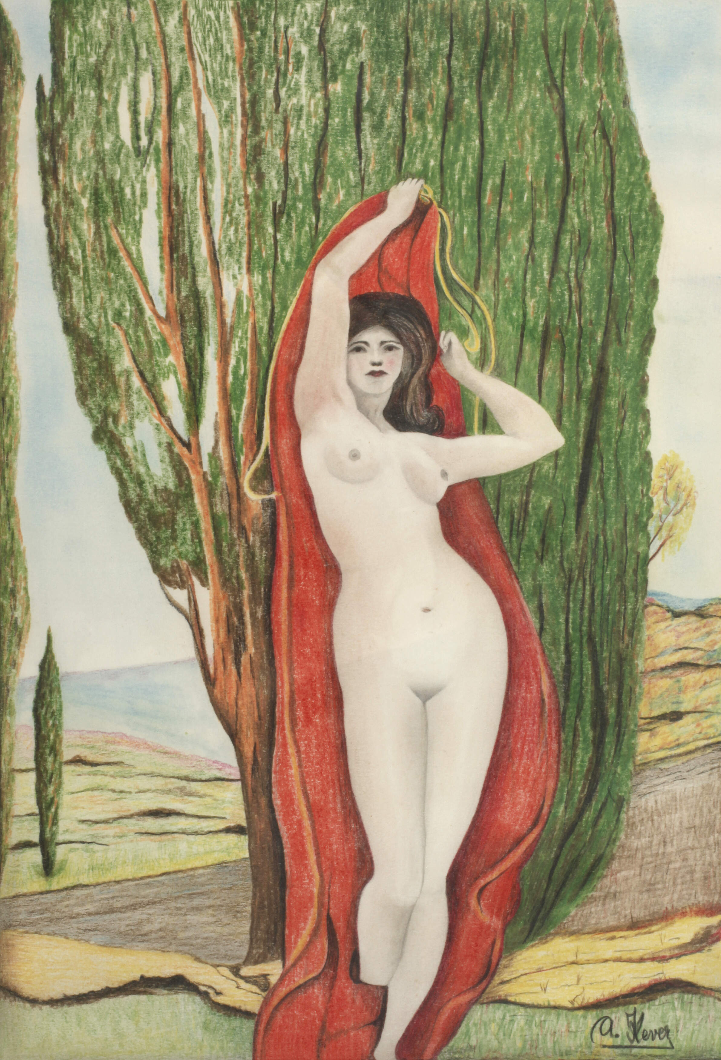 A. Kever, Stehender Damenakt