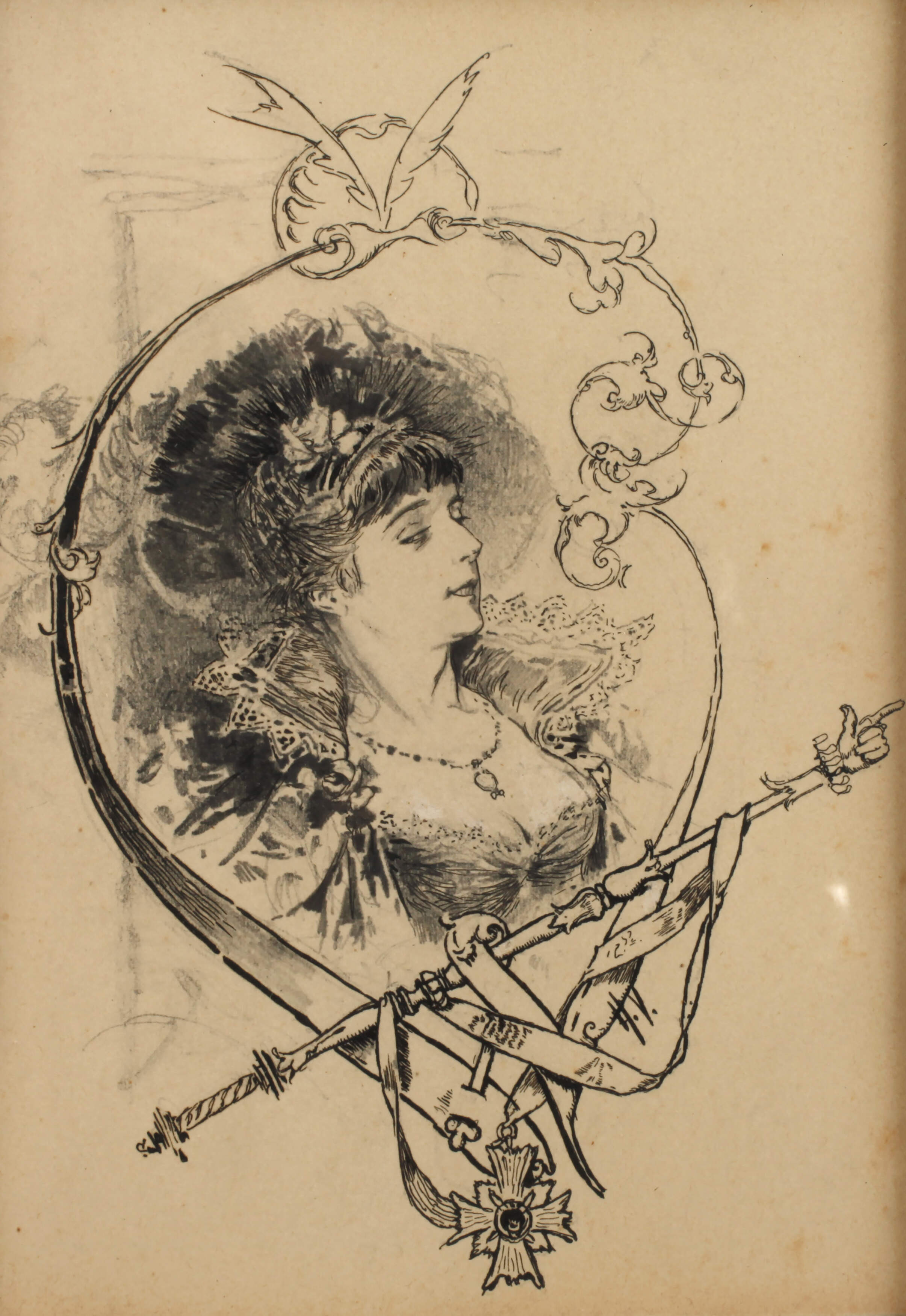 Hermann Vogel, Vignette mit Damenportrait